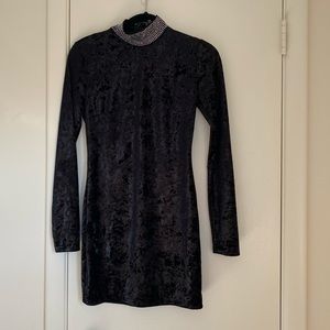 Black velvet mini dress